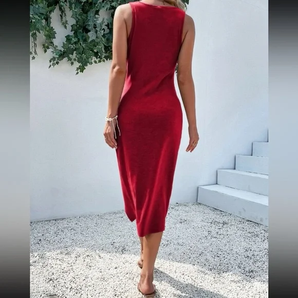Luxe twist front tank midi dress